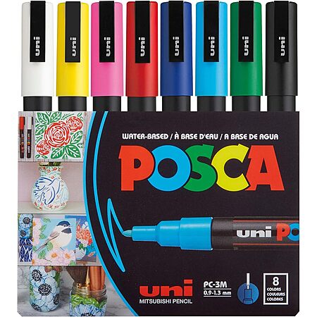 8-count uni Posca PC-3M Reversible Tip Water-Based Paint Markers (0.9-1.3mm) $11.66 w/ S&S + Free Shipping w/ Prime or on $35+ $12.27