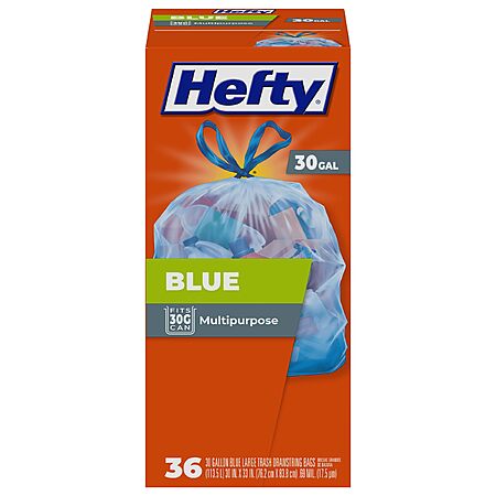 36-Count 30-Gallon Hefty Blue Trash Bags