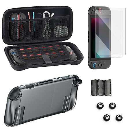 Nintendo Switch 2 Accessories Bundle w/ Carrying Case, Screen Protector, Dockable Cover & Game Card Storage $9.98 + Free Shipping w/ Prime or on $35+