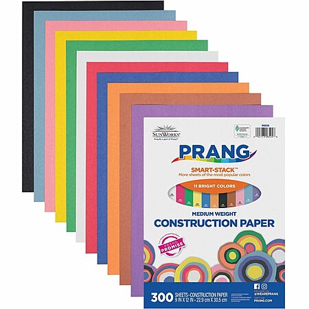 300-Count 9x12" Prang/SunWorks Construction Paper Smart-Stack (Multicolor) $6.94 + Free Shipping w/ Prime or on $35+