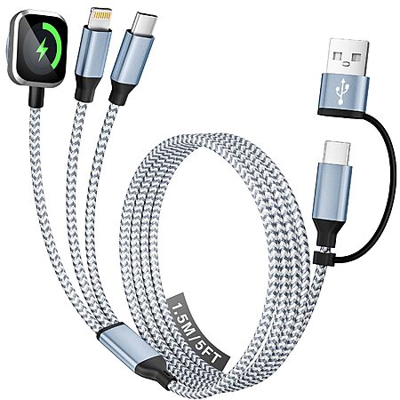 Travel Essentials 3-in-2 Charging Cable w/ Lightning, USB-C & Apple Watch Charger