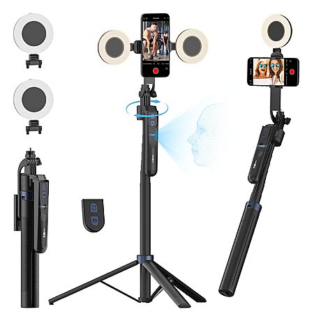 70" Uskeyvision 360 Rotation Face Tracking Selfie Stick Tripod w/ Lights & Remote $25.19 + Free Shipping w/ Prime or on $35+
