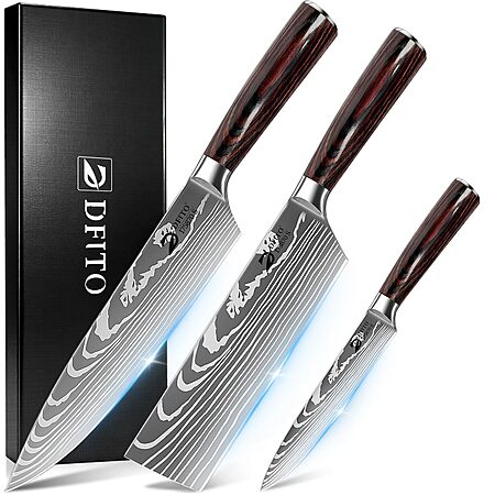 3-Piece Dfito Kitchen Knife Set (Chef Knife, Meat Cleaver, Utility Knife) $19.99 + Free Shipping w/ Prime or on $35+