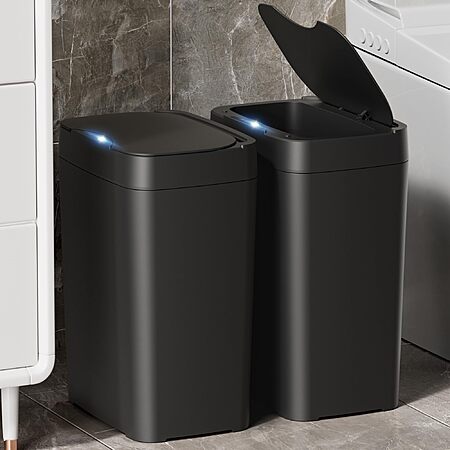 2-Pk 2.7-Gal Vanpopubs Bathroom Touchless Trash Can w/ Lid (Black or White) $24.50