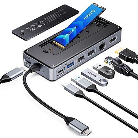 ORICO 8-in-1 USB-C Docking Station Hub w/ M.2 SSD Enclosure & 100W PD $44 + Free Shipping