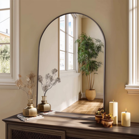 CONCETTA 24"x36" Arched Bathroom Wall Mirror with Metal Frame (Black) $25.89 + Free Shipping w/Walmart+ or $35+