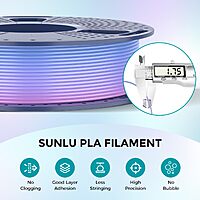250g Rainbow PLA Filament 1.75mm Bundle, SUNLU 3D Printer Filament Neatly Wound, Fast Color Change Each 8 Meters, 250g Spool, 4 Rolls $20.99