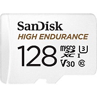 SanDisk 128GB High Endurance Video MicroSDXC Card with Adapter for Dash Cam and Home Monitoring systems - C10, U3, V30, 4K UHD, Micro SD Card - SDSQQNR-128G-GN6IA $13.99 at Amazon