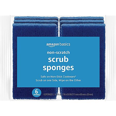 Amazon Basics Non-Scratch Sponges, 6-Pack, $1.99 or 2 (12 total) for $3.18, FS for Prime, Woot!