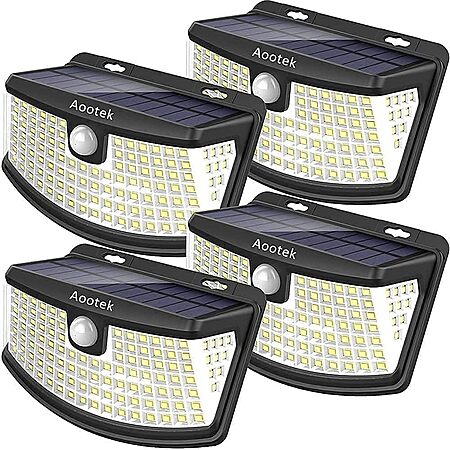 Aootek Solar Motion Sensor Lights, 120 LEDs, 4-Pack $18