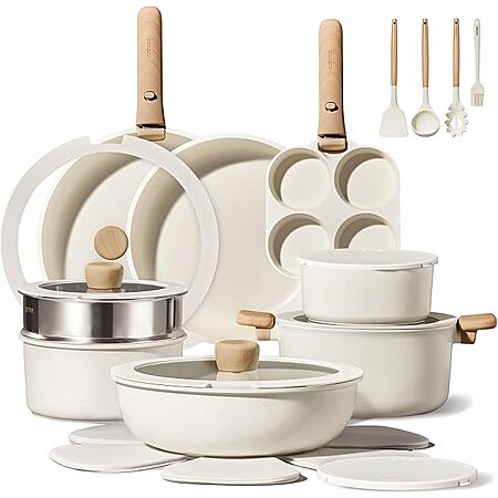 CAROTE 26pcs Pots and Pans Set Non Stick, Cookware Set Detachable Handle