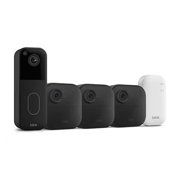 Blink Video Doorbell + Outdoor 4 – Wireless smart security cameras, head-to-toe HD view, two-year battery life. Sync Module Core included – 3 camera system + Video Doorbell