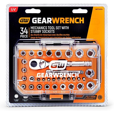 Prime Members: 34 Pc GEARWRENCH 1/4" Drive Stubby Socket Mechanics Hand Tool Set $24.40 + Free S&H