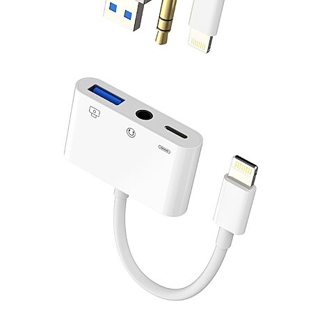 Zoyuzan 3 in 1 USB Adapter - Lightning Connector, Supports USB Camera ...