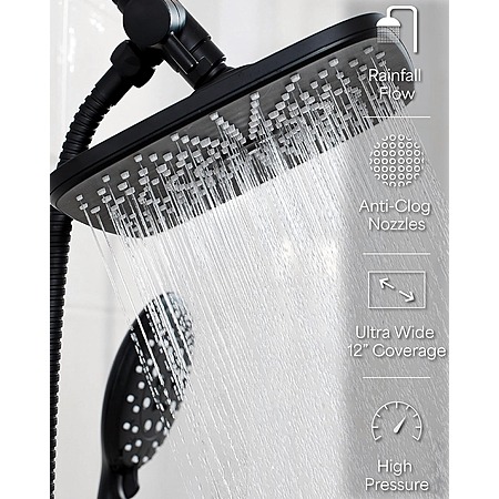 Veken 12" High Pressure Rain Shower Head Combo with Extension Arm $30 ...