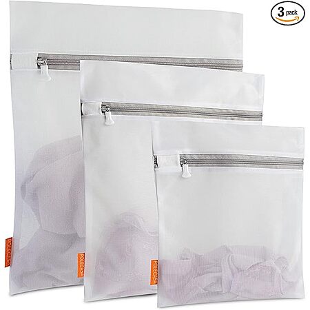3-pk Polecasa Fine Mesh Laundry Bags w/ Sturdy Zipper for Delicates (S, M, L) $1.75