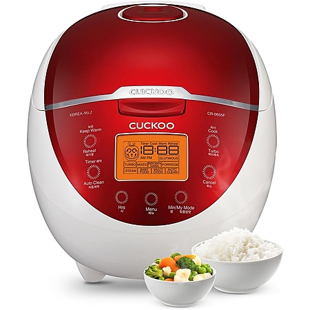 CUCKOO 6-Cup Micom Rice Cooker w/ Fuzzy Logic Technology, Red (CR-0655F ...