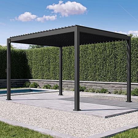 10' x 13' Mirador Louvered Pergola w/ Crank Opening Steel Louvers (2 Colors)