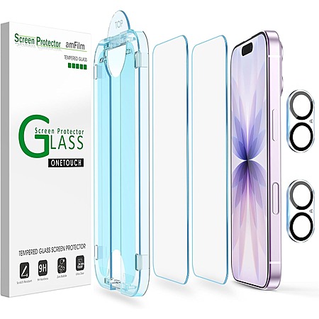amFilm OneTouch Screen Protectors for iPhone 18/17/16/15/14/13 Starting $4.99 + Free Shipping w/ Prime or orders $35+