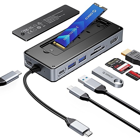 ORICO 8-in-1 USB-C Hub w/ M.2 NVMe/SATA SSD Enclosure $31.68 + Free Shipping