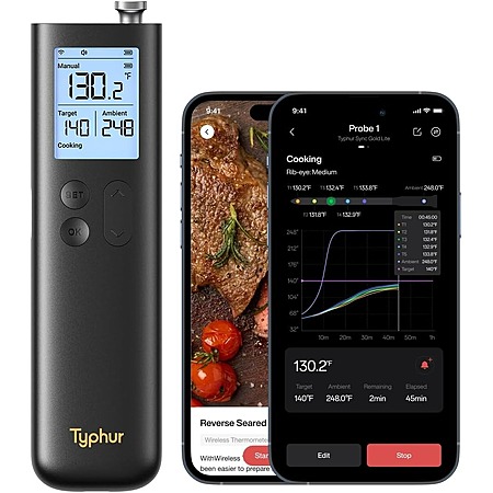 Typhur SYNC Gold Lite Wireless Meat Thermometer (Black) $25 + Free Shipping