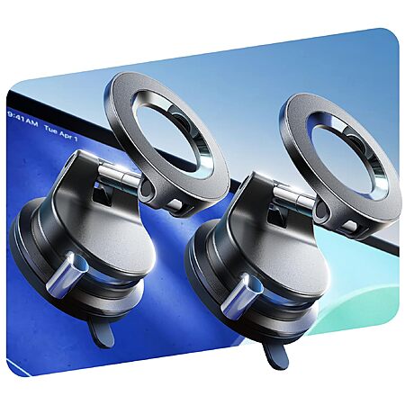 2-Pack LISEN MagSafe Magnetic Adjustable Suction Cup Car Phone Mounts (Black)