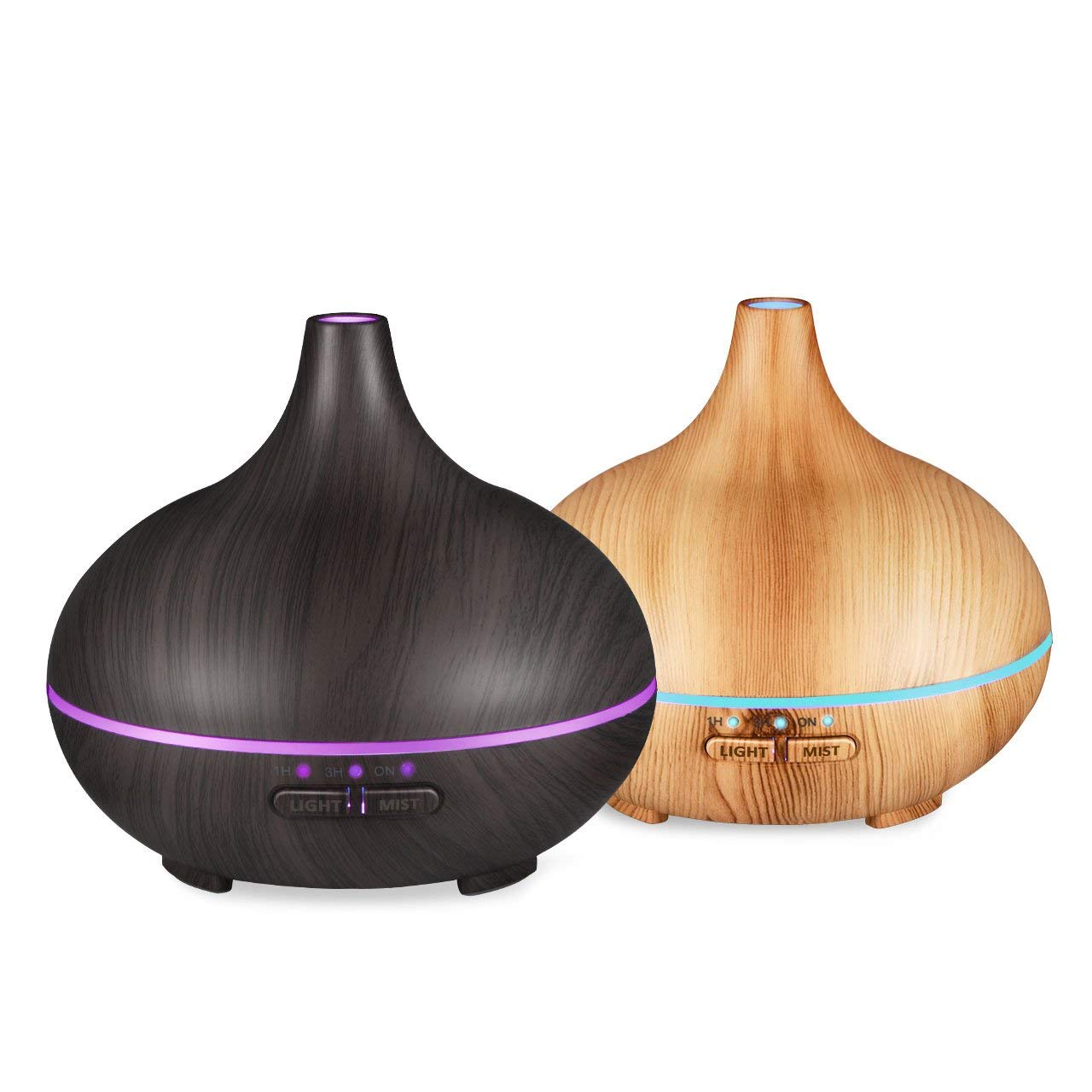 VicTsing 150ml Essential Oil Diffuser (2x) Wood Grain Cool Mist Humidifier with 15 Light Mode - $19.99
