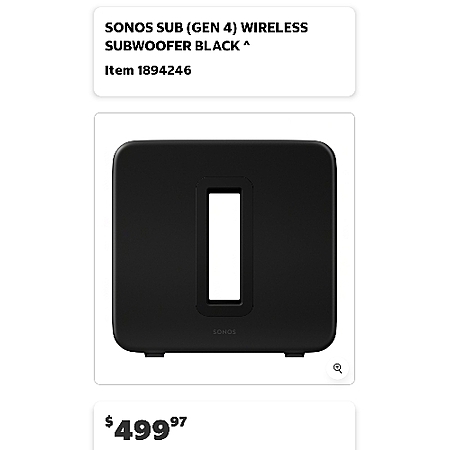 Sonos Gen 4 Subwoofer Costco YMMV