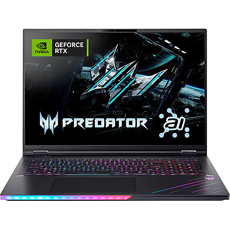 Acer Refurb Predator Helios 18 AI - 18" 240Hz Gaming Laptop - 3840 x 2400 - Intel Core Ultra 9 - NVIDIA GeForce RTX 5090 – 64GB – 2TB - Abyssal Black