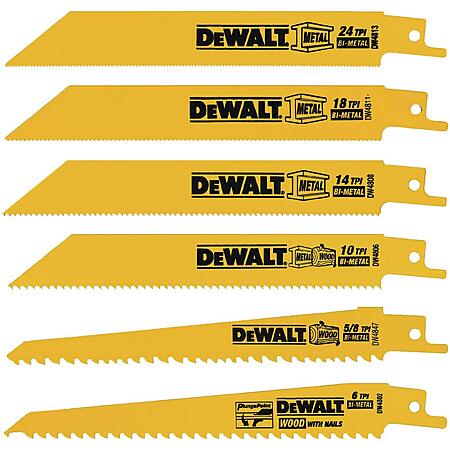 DEWALT Reciprocating Saw Blade Set for Metal and Woodcutting, 6 Piece ...
