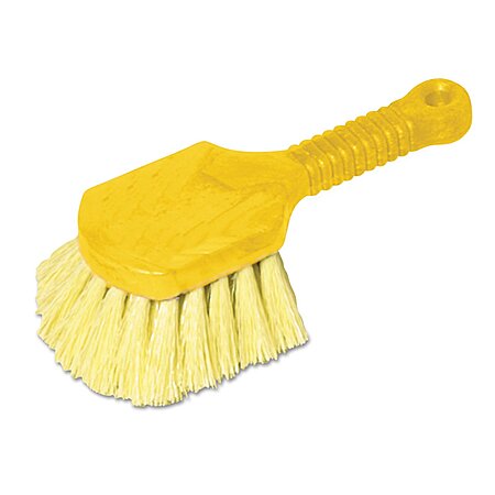 Rubbermaid Commercial 8" Utility Scrub Brush Plastic Handle Synthetic Bristles Cleaning Multi Purpose Heavy Duty Outdoor Wheels and Tires $7.78