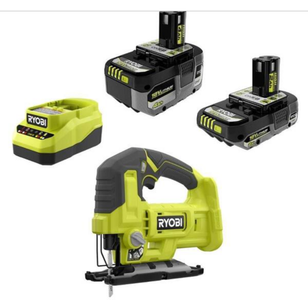 Ryobi 18V ONE+ Cordless Jig Saw w/ 18V 4Ah HP Battery, 2Ah HP Battery & Charger