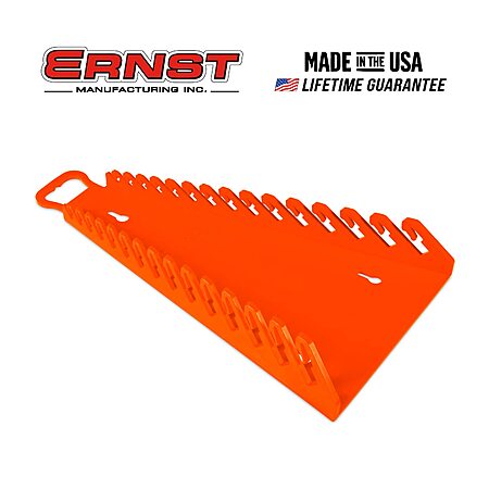 Ernst Manufacturing 5157 Gripper Reverse Wrench Portable Wrench Organizer - Holds 1/4" to 1 1/8" and 6 to 20mm Tools, Durable Flexible Grip, 15 Tool Capacity, Orange $9.5