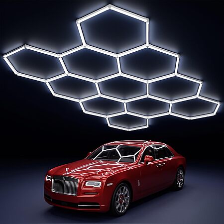 MODERN 11 Hexagon LED Garage Light, Ultra-Bright 6500K Natural White, 11 Grids for Garage, Mall, Shop, and Auto Detailing. $79.82