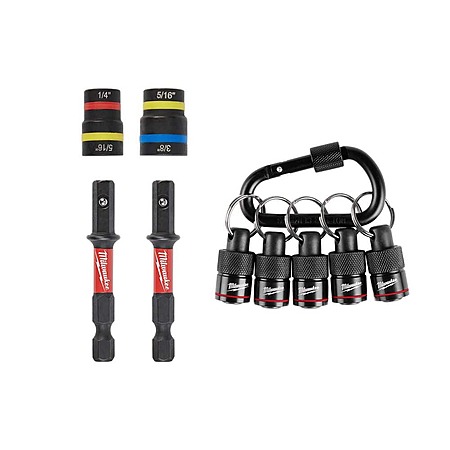 2-Pc SHOCKWAVE 2-In-1 Magnetic Nut Driver Set w/ 5-Pc Hex Bit Holder & Carabiner $18.50 + Free S/H