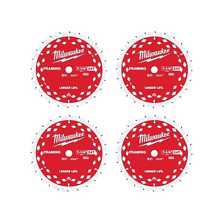 Milwaukee 7-1/4 in. x 24-Tooth Framing Circular Saw Blades (4-Pack)