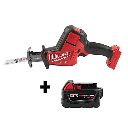 MIlwaukee M18 FUEL 18V Lithium-Ion Brushless Cordless HACKZALL Reciprocating Saw W/ M18 5.0 Ah Battery