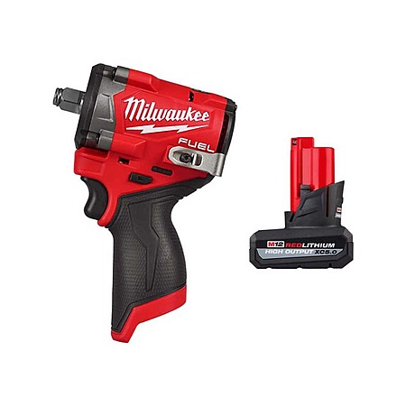 Milwaukee M12 FUEL 12V Stubby 1/2 in. Impact Wrench with M12 XC High Output 5.0 Ah Battery Lithium-Ion Brushless Cordless Pack