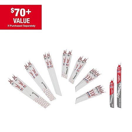 Milwaukee SAWZALL Metal Cutting Bi-Metal Reciprocating Saw Blade Set (16-Piece) with 2 Carbide Blades