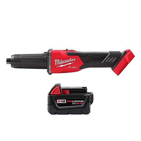 Milwaukee M18 FUEL 18V Lithium-Ion Brushless Cordless 1/4 in. Braking Die Grinder Slide Switch w/5.0Ah Battery