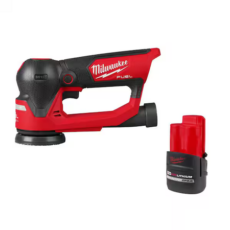 Milwaukee M12 FUEL 12V Lithium-Ion Brushless Cordless 3 in. Random Orbital Detail Sander with M12 2.5 Ah Battery