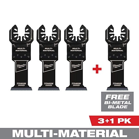 Milwaukee 1-3/8 in. Titanium Bi-Metal Universal Fit Wood and Metal Cutting Multi-Tool Oscillating Blade (3-Pack) PLUS 1 Blade