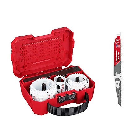 Milwaukee Hole Dozer Bi-Metal Hole Saw Kit (11-Piece) w/9 in. 5 TPI AX Nail-Embedded Wood Cutting SAWZALL Blade