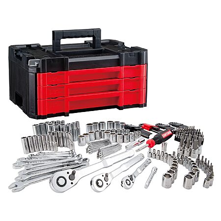 CRAFTSMAN 230 Pcs Mechanics Tool Set with VERSASTACK Toolbox, SAE and Metric,1/4 in, 3/8 in, and 1/2 Drive (CMMT45306)