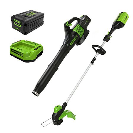 Greenworks 60V 13 in String Trimmer & 540 CFM Blower Combo, 4.0 Ah Battery