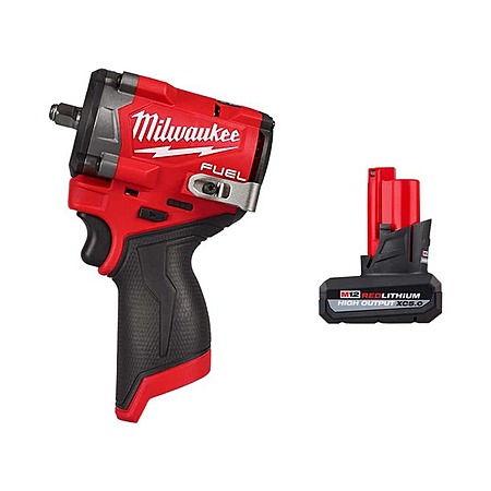 Milwaukee M12 FUEL 12V Lithium-Ion Brushless Cordless Stubby 3/8 in. Impact Wrench with M12 XC High Output 5.0 Ah Battery Pack