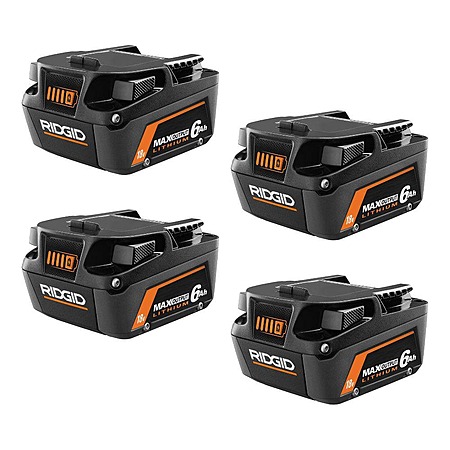 Ridgid 18V 6.0 Ah MAX Output Lithium-Ion Batteries (4-Pack)