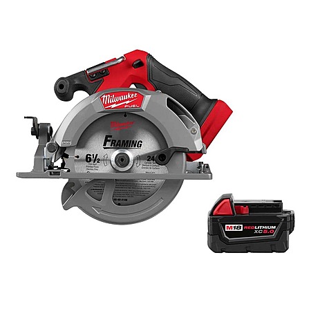 MIlwaukee M18 FUEL 18V Lithium-Ion Brushless Cordless 6-1/2 in. Circular Saw with (1) 5.0 Ah Battery