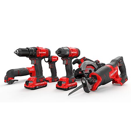 CRAFTSMAN V20 20-volt Max 6-Tool Power Tool Combo Kit with Soft Case (2-Batteries and Charger Included) | CMCK601D2