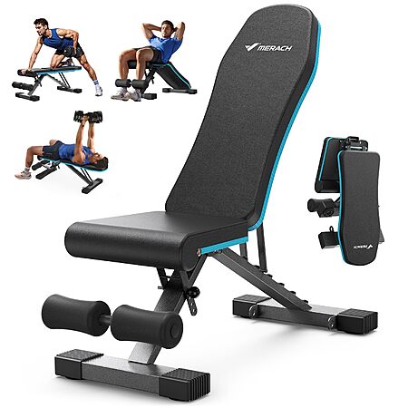 MERACH Foldable Adjustable Weight Bench (up to 990 lbs) $60 + Free Shipping